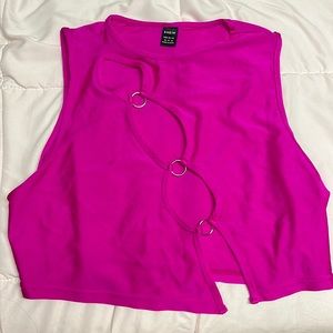 Shein, cut out top, in a Magenta color